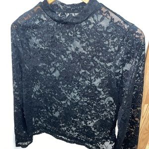 Mock neck lace top